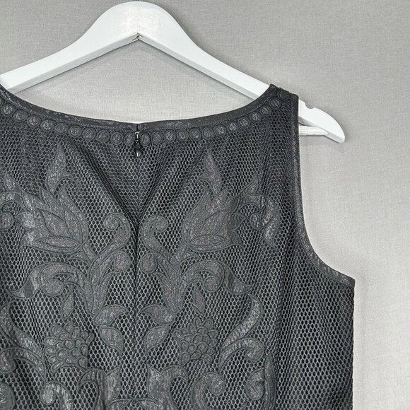 St. John Womens Dress 6 Black Embroidered Shimmer Sheath Cocktail Evening Work - Picture 7 of 8